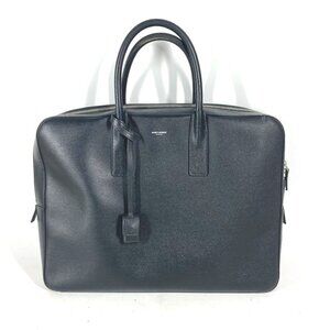 SAINT LAURENT Black Leather Tote Bag
